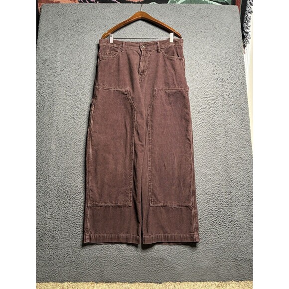 Y2K No Boundaries Pants Men 34x29 Brown Cargo Double Knee Baggy Grunge Carpenter - Picture 1 of 15
